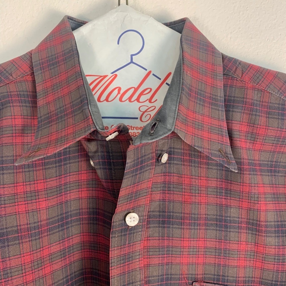 Cinch Western Shirt Mens XL Meas. Red Plaid Long Sleeve Button Down Cotton Tag L - Picture 3 of 16